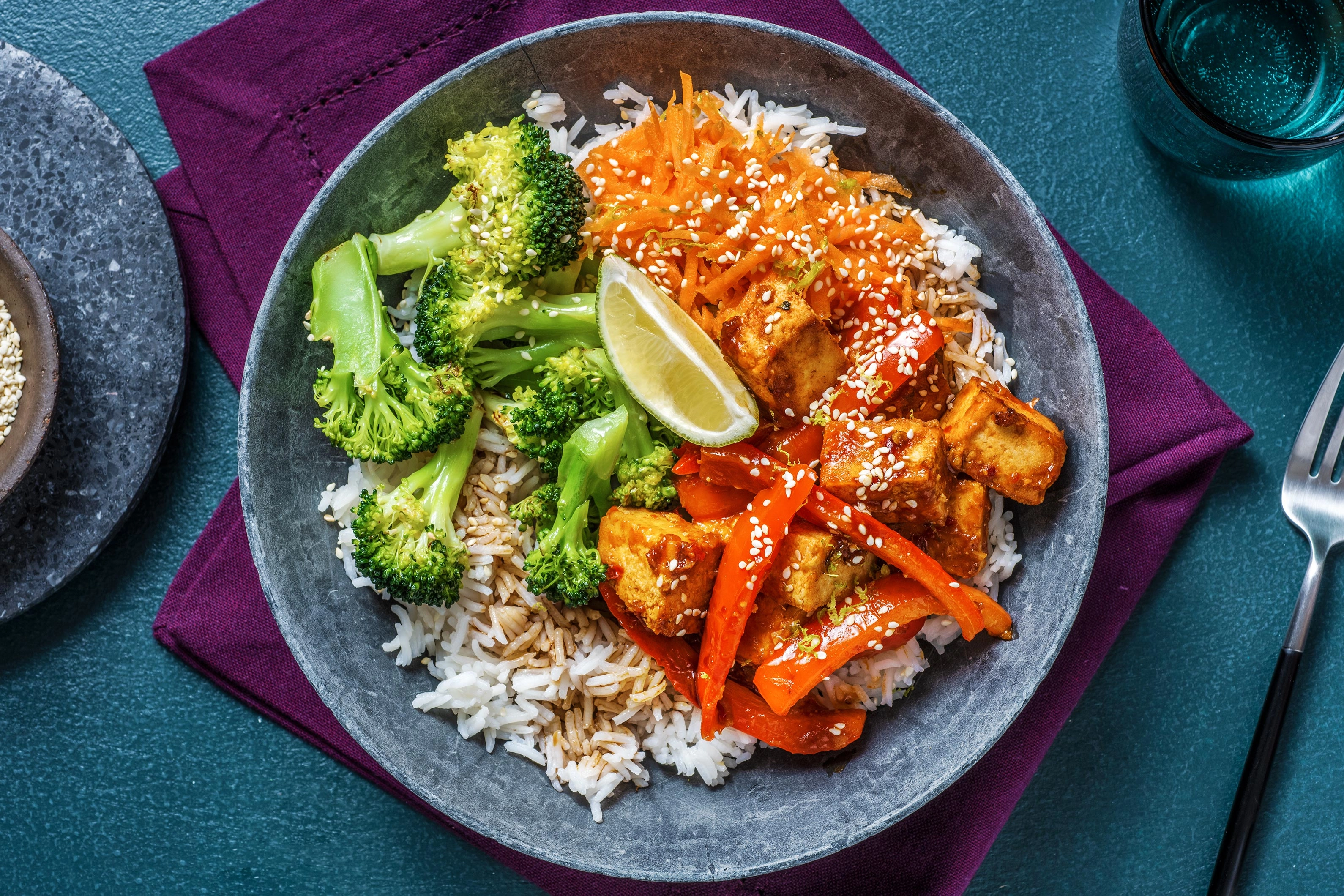 Rice bowl with Korean dishes